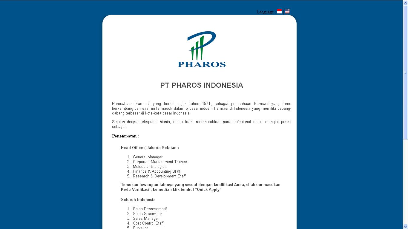 Cara apply lowongan kerja PT Pharos Indonesia  Cara 